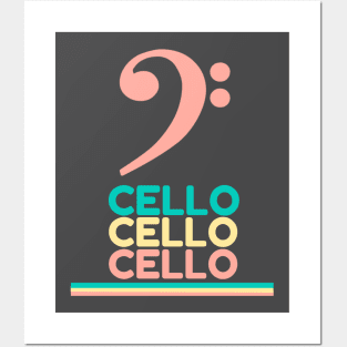 Cello Pink Bass Clef Posters and Art